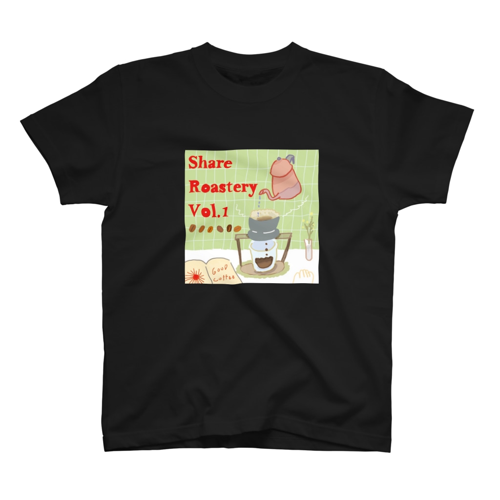 珈ノ鳥のコーヒーアイテムのお店のShare Roastery Vol.1 フェス風Tシャツ黒 Regular Fit T-Shirt