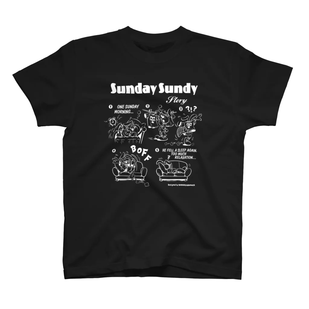 SUNDAYS GRAPHICSのSUNDAY SUNDY STORY (白ロゴ） スタンダードTシャツ