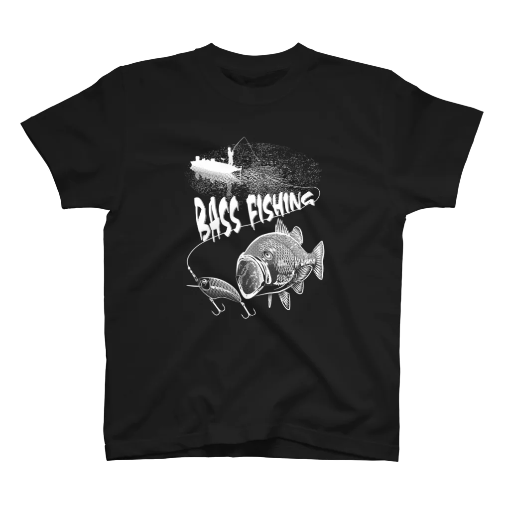 猫と釣り人のBLACK BASS2_1W スタンダードTシャツ