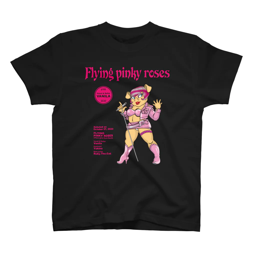 atelier-QのFLYING PINKY ROSES-VANILA スタンダードTシャツ