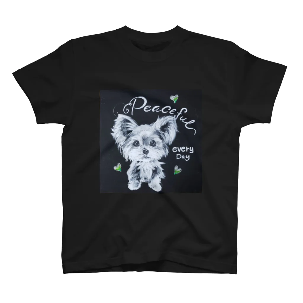 ぱすてるPOPの黒板わんにゃんのヨークシャテリア スタンダードTシャツ