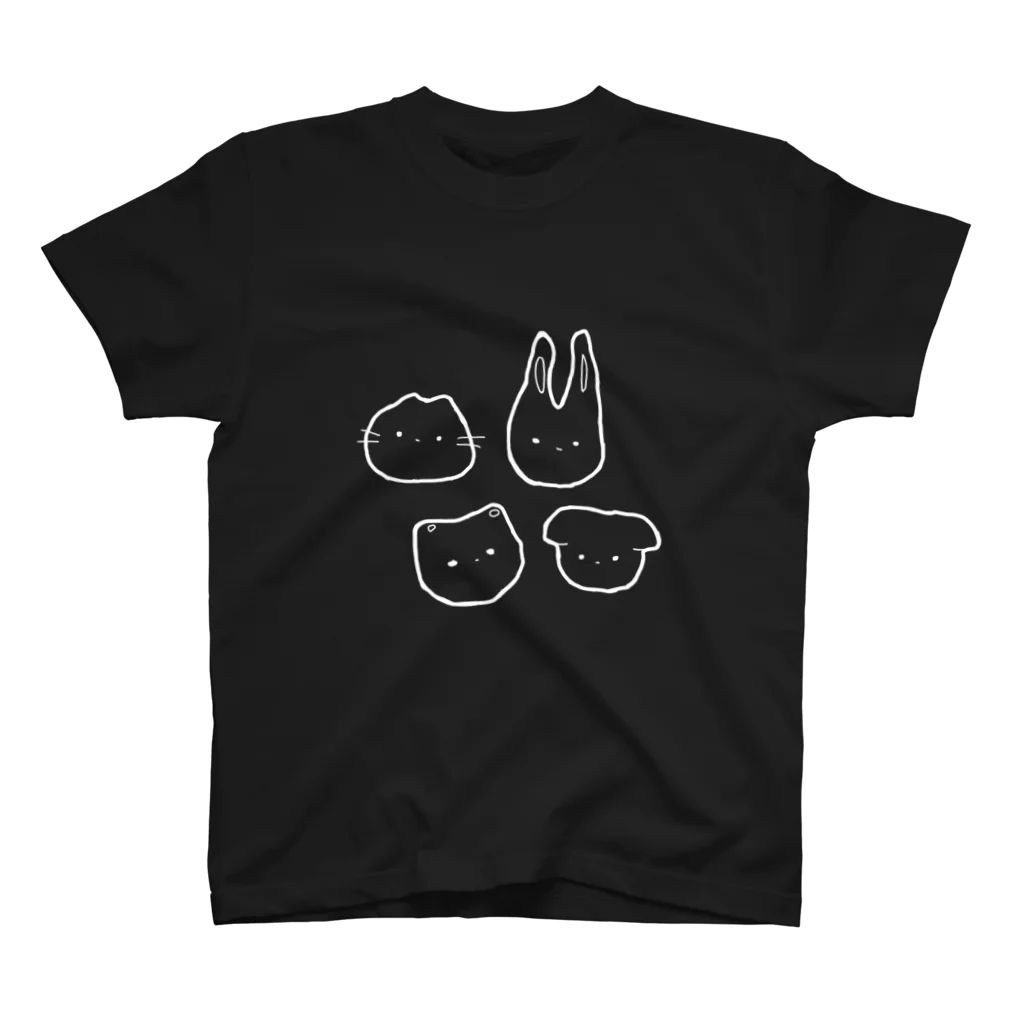 碌々きせるのねこうさぎいぬくま・白 スタンダードTシャツ