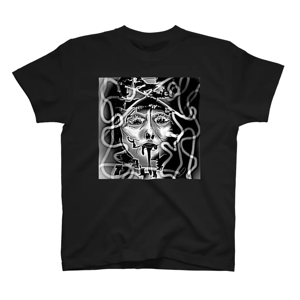 卍鮭＾ゑ＾鮭卍の黒よだれ スタンダードTシャツ