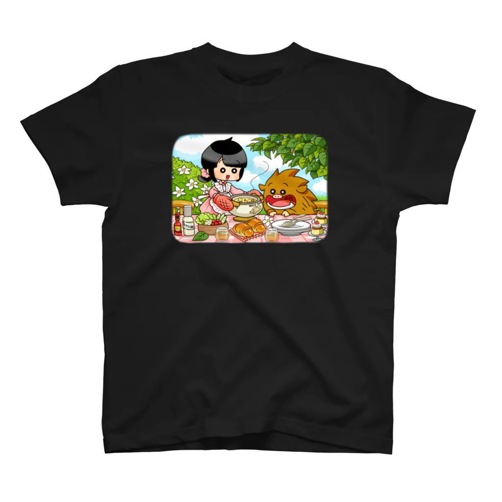 イノシシライフ INOsisiLIFEのふゆゆんとぼさいのの食卓 スタンダードTシャツ