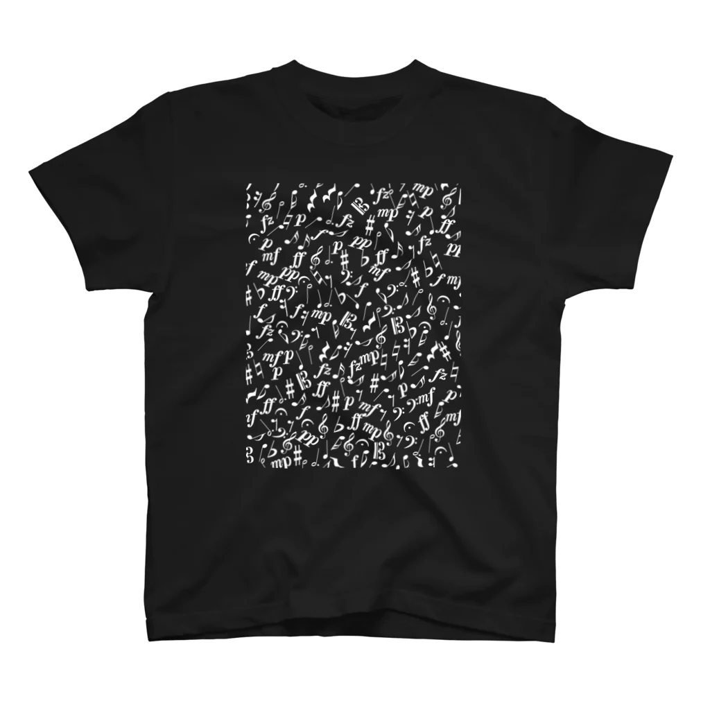 dis_cordの音符、音楽記号パターン(白プリント) スタンダードTシャツ