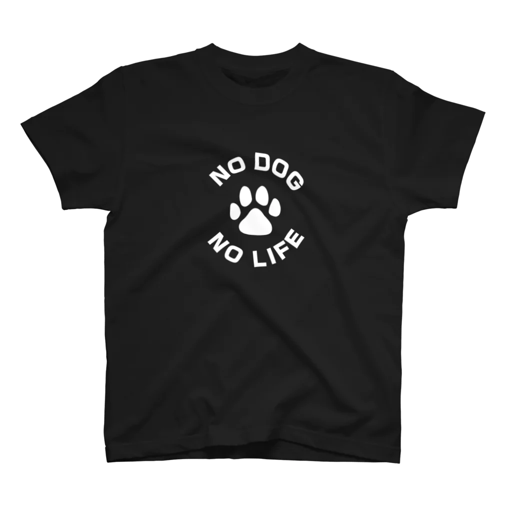 アトリエかののNO DOG NO LIFE 肉球　白抜き 티셔츠