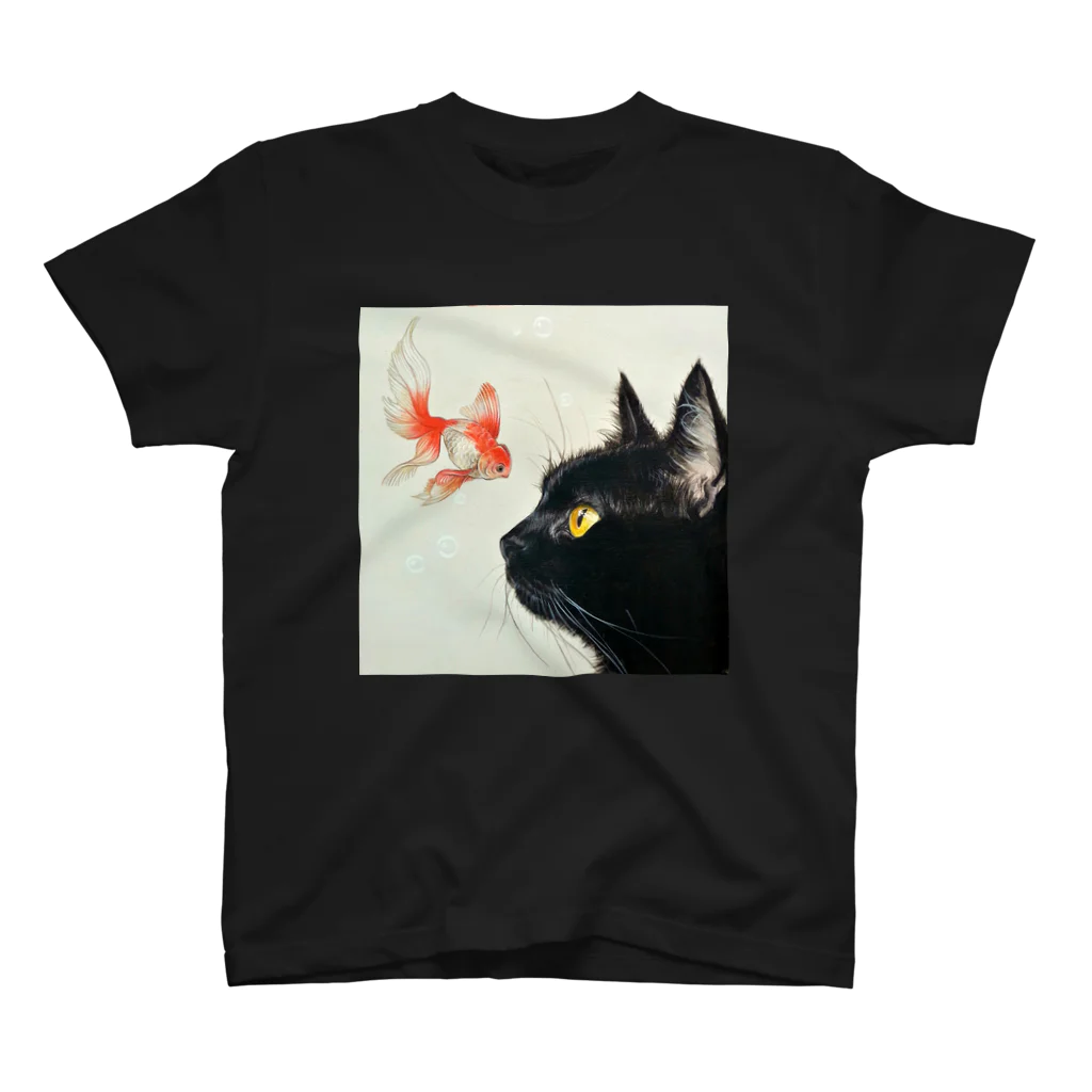 おちょぴの金魚と黒猫 スタンダードTシャツ