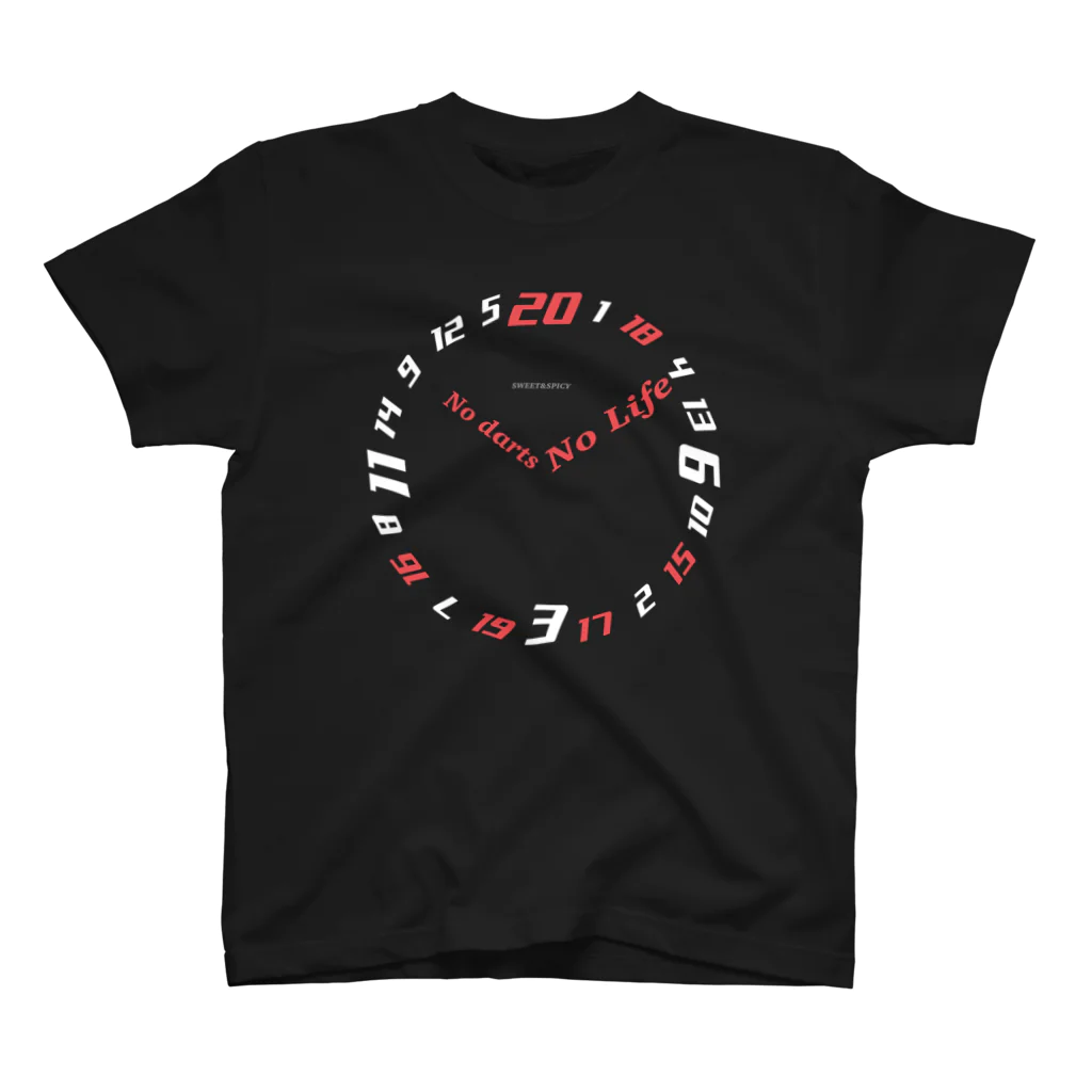 SWEET＆SPICY 【 すいすぱ 】ダーツのNO DARTS NO LIFE ーTIME ー【白×赤】 スタンダードTシャツ