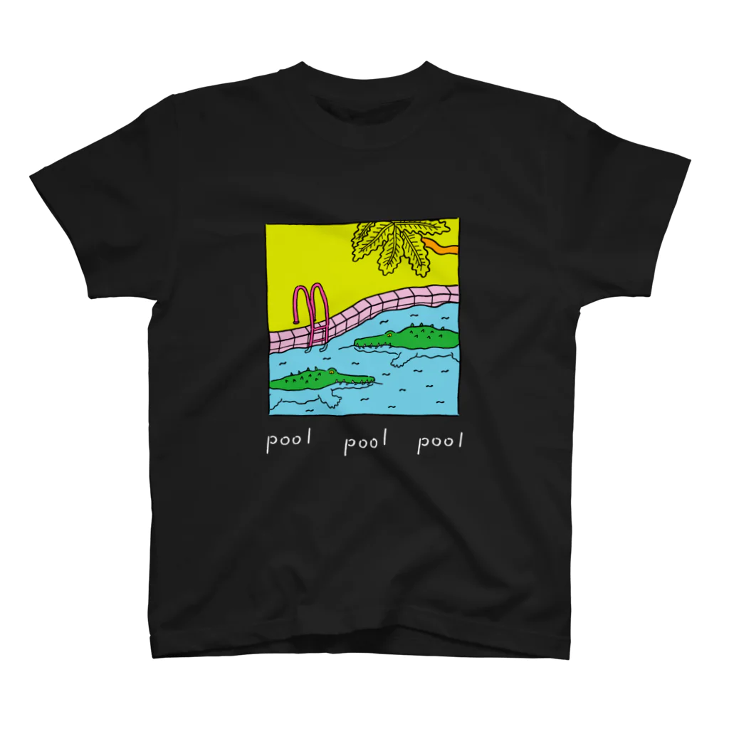 Futakawa Mayuのグッズショップのpool ワニ 白文字 スタンダードTシャツ