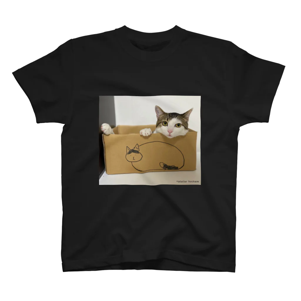 ほっかむねこ屋（アトリエほっかむ）のそよの箱に入るこち スタンダードTシャツ