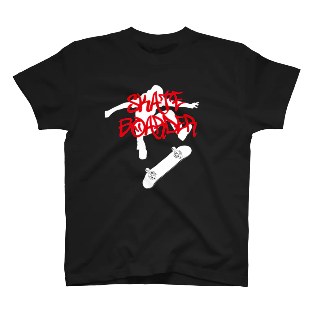 DRIPPEDのSKATEBOARDER-スケートボーダー-白ロゴ スタンダードTシャツ