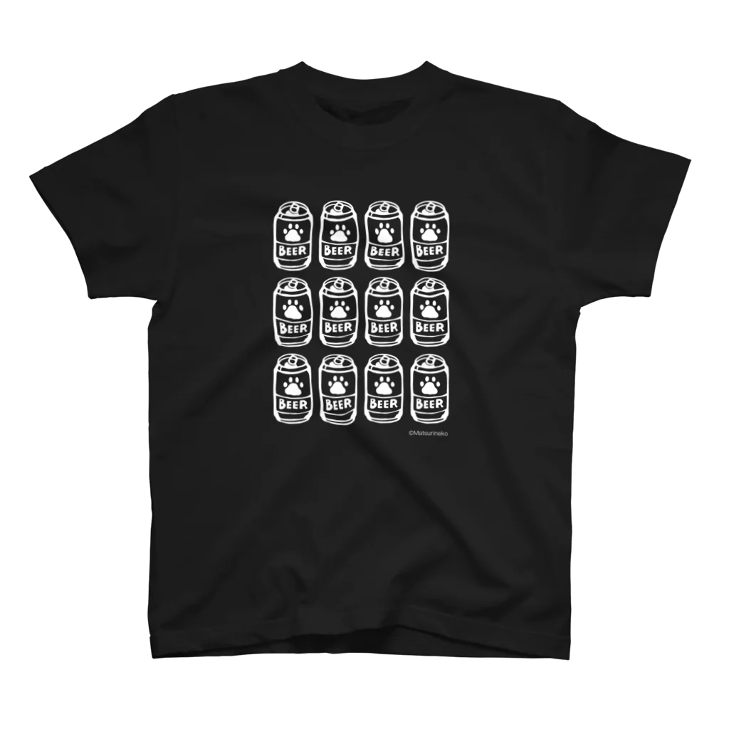 まつり猫ショップの肉球印ビール(生地濃色) スタンダードTシャツ