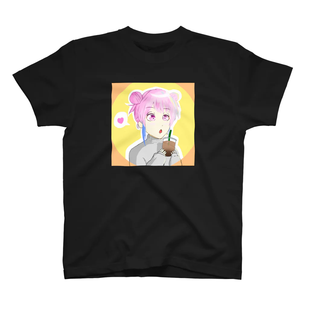 らいおん's SHOPのタピる女の子 スタンダードTシャツ