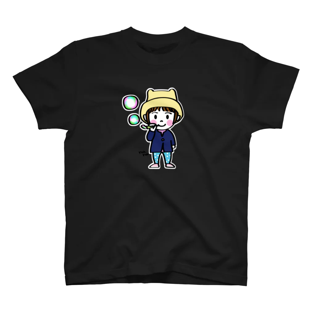 kaoricompusのシャボン玉nanaちゃん（白ふち） スタンダードTシャツ