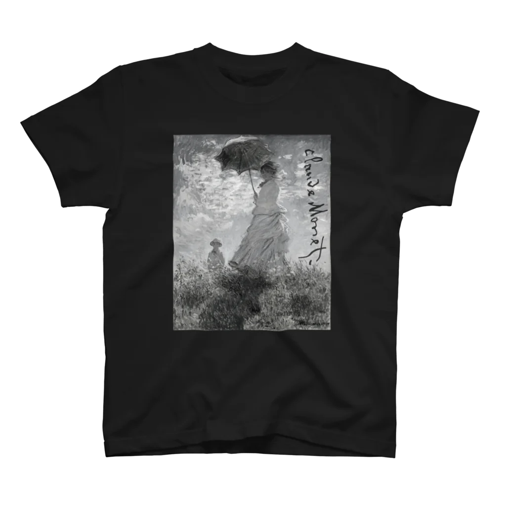 Takahashijunのモネ　散歩、日傘の女　モノトーン Regular Fit T-Shirt