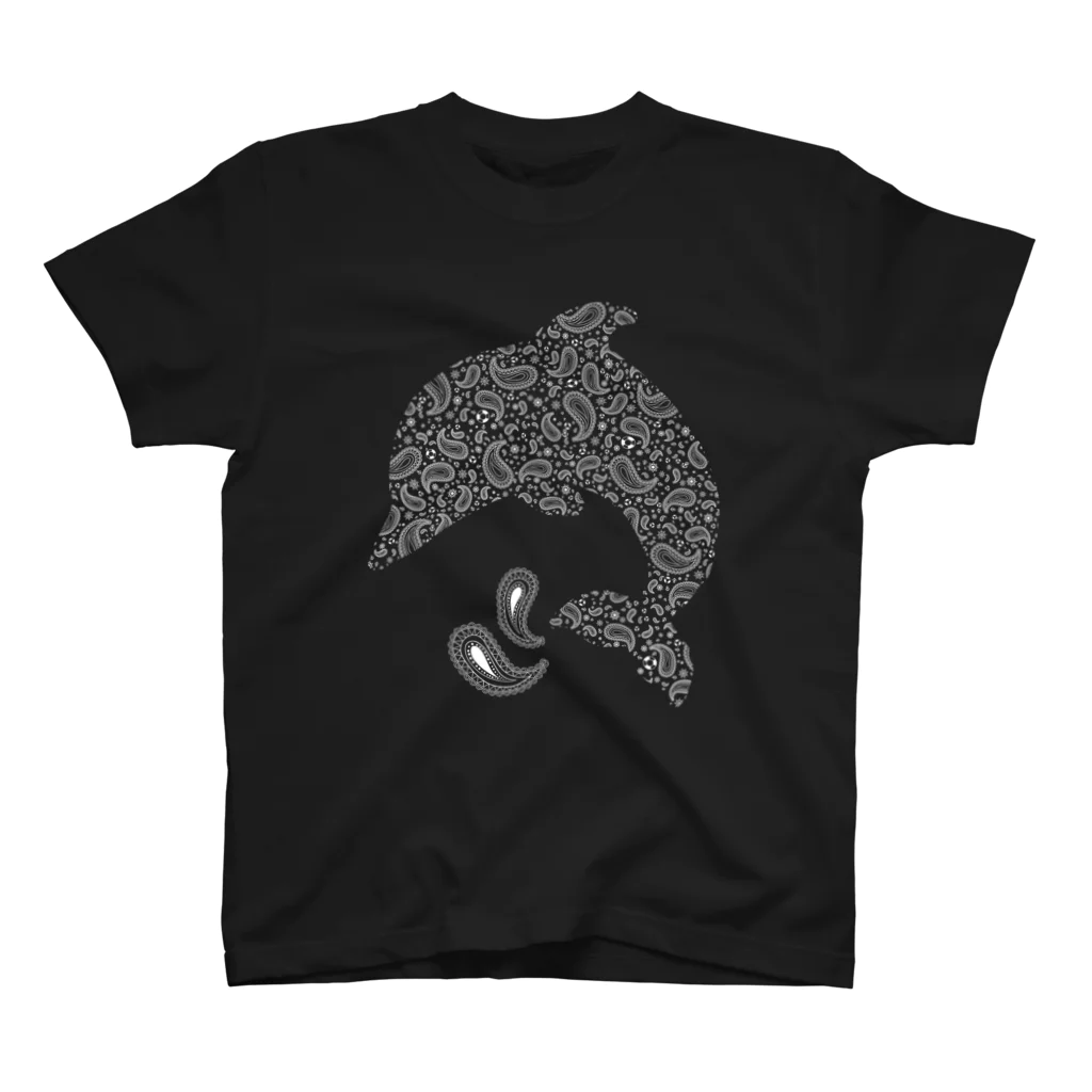 LIGHT HOUSE with DOLPHINのペイズリーイルカ・白 スタンダードTシャツ