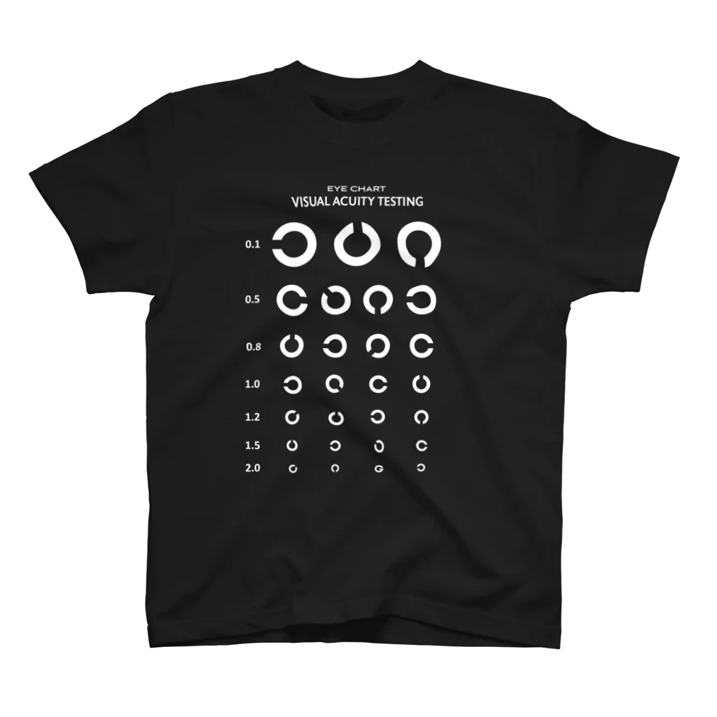 スタンダードTシャツ800円引き！4月29日(月)23時59分まで！！★kg_shopのVisual Acuity Testing [前面プリント] ホワイト スタンダードTシャツ