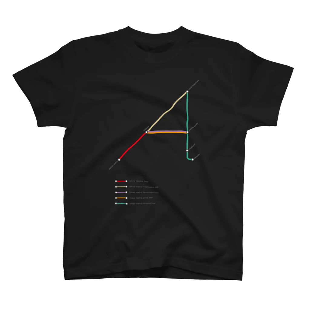 TOR DESIGNのRail Line Alphabet T-shirts 〈 A 〉 Regular Fit T-Shirt