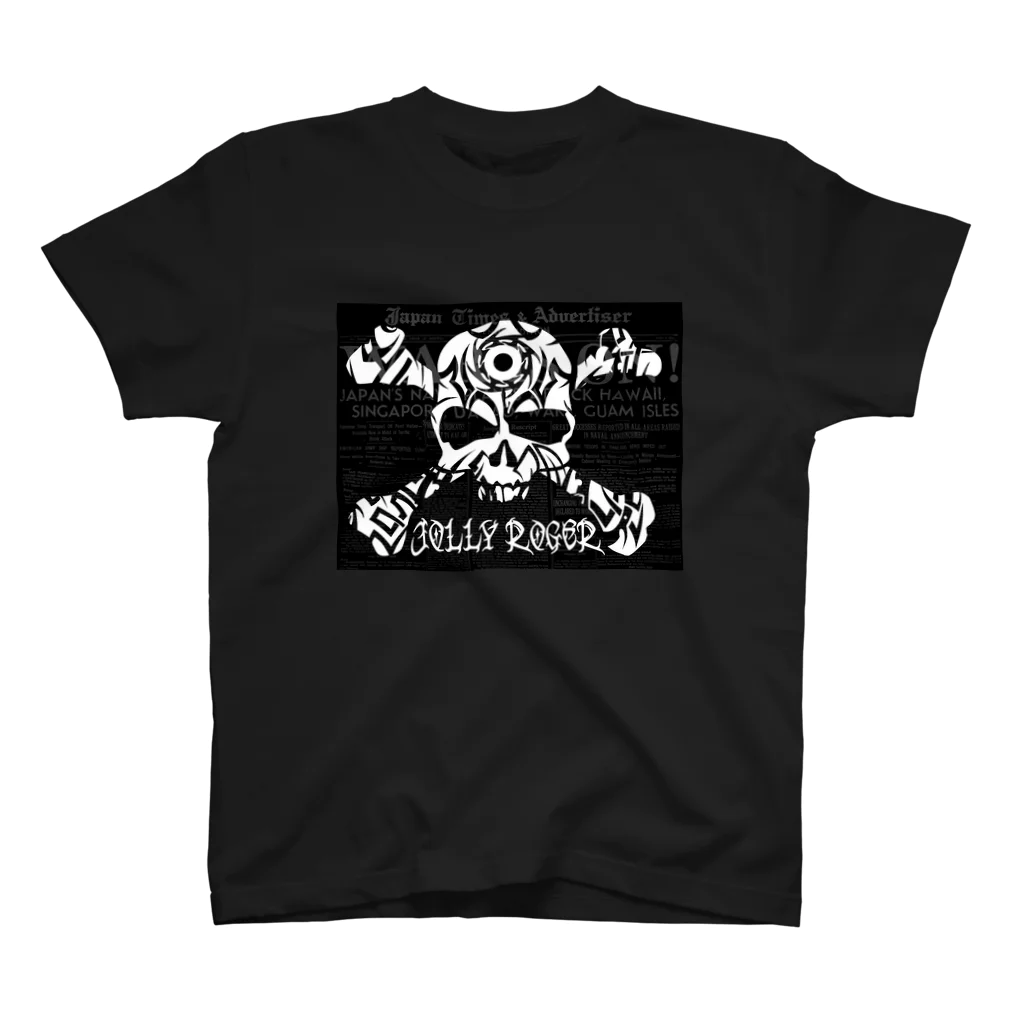 Ａ’ｚｗｏｒｋＳの海賊旗　WHT&BLKSKULL　両面プリント スタンダードTシャツ