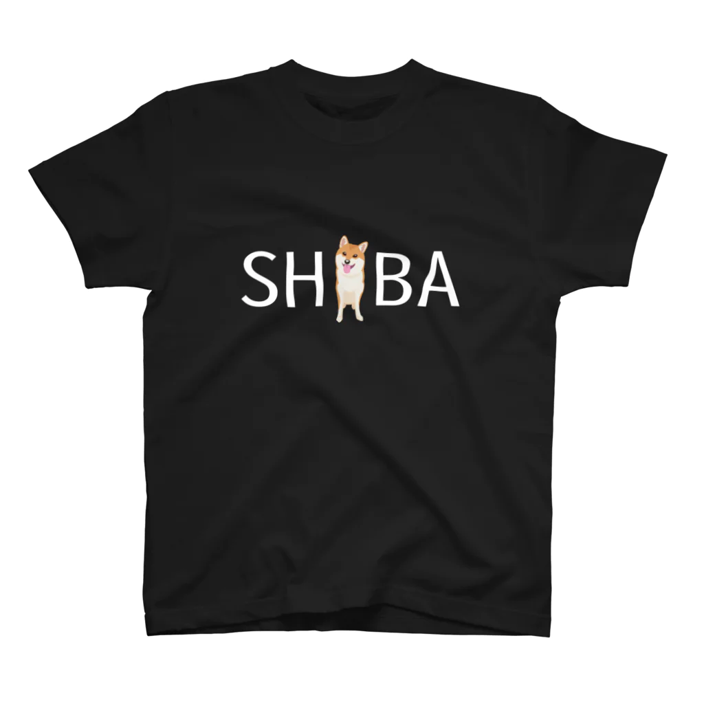 柴三堂の赤SHIBA（まろ眉なし黒） スタンダードTシャツ