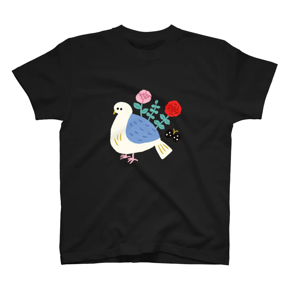 かわべしおん | イラストレーターのお花の生えた鳥 スタンダードTシャツ