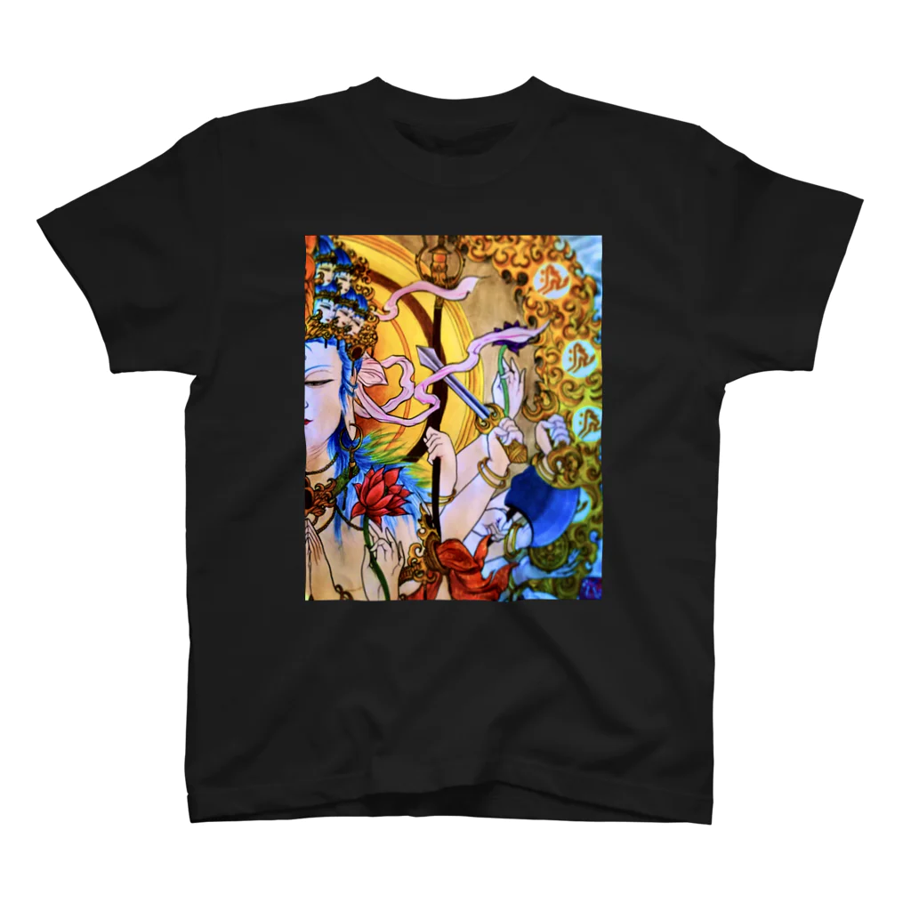 人体堂/jintaiアート工房の【仏画シリーズ】千手観音Tシャツ スタンダードTシャツ