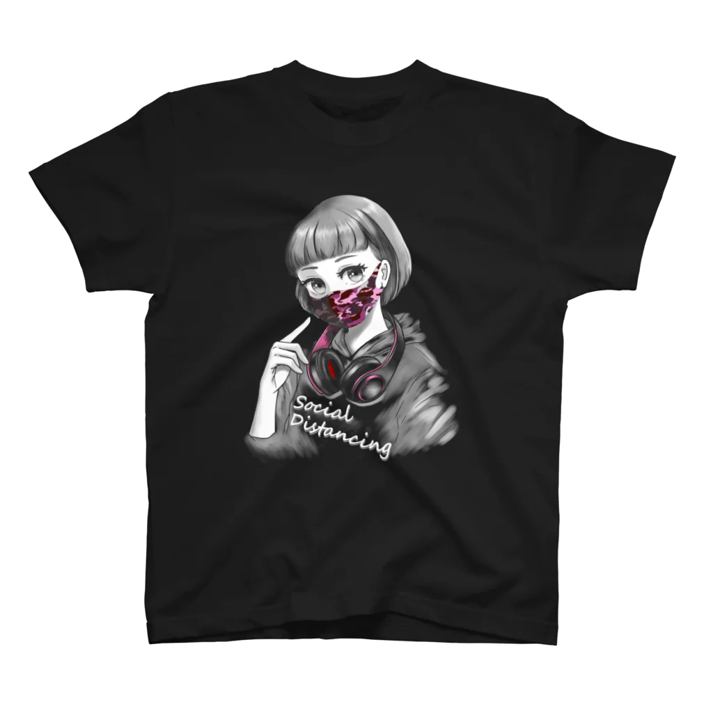 和温堂の迷彩マスク  ピンク　文字白 スタンダードTシャツ