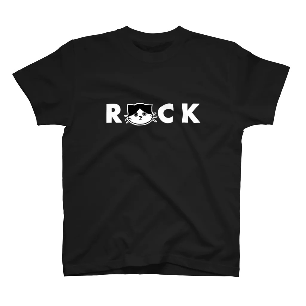 まるっともふもふ白黒にゃんずのニャンROCK スタンダードTシャツ