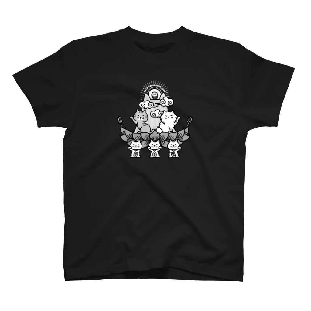 chi-bitのCATS BRING GOOD LUCK（ブラック） Regular Fit T-Shirt