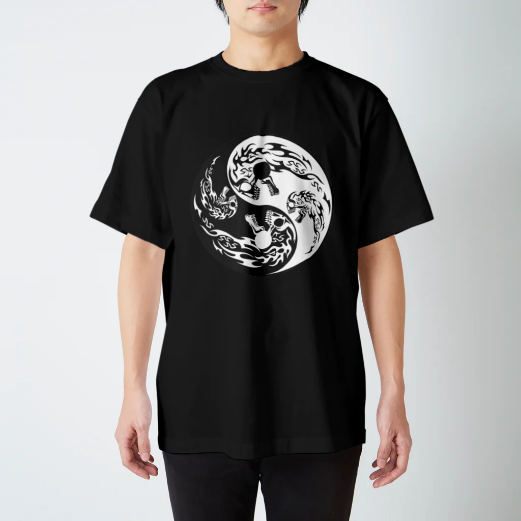 Ａ’ｚｗｏｒｋＳの陰陽二連髑髏 薄墨（オリジナル家紋シリーズ） スタンダードTシャツ