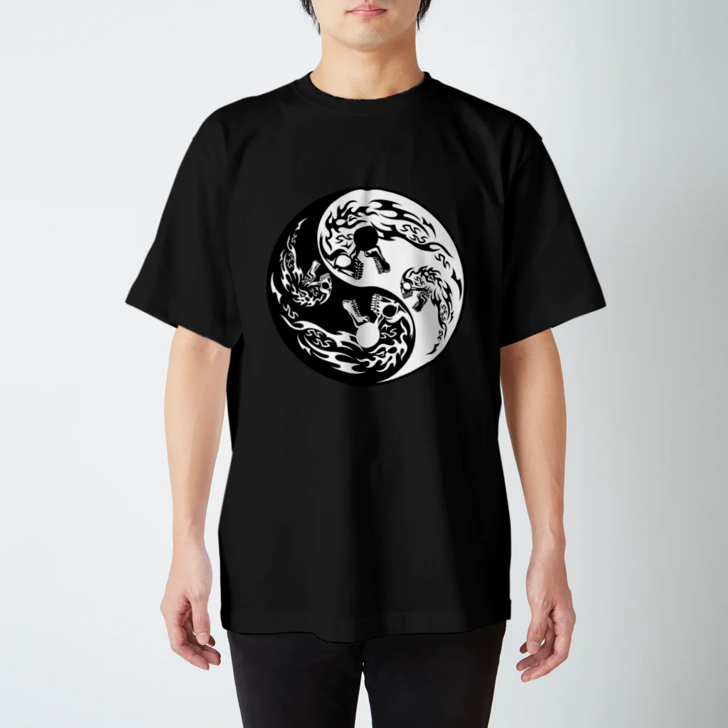 Ａ’ｚｗｏｒｋＳの陰陽二連髑髏（オリジナル家紋シリーズ） スタンダードTシャツ