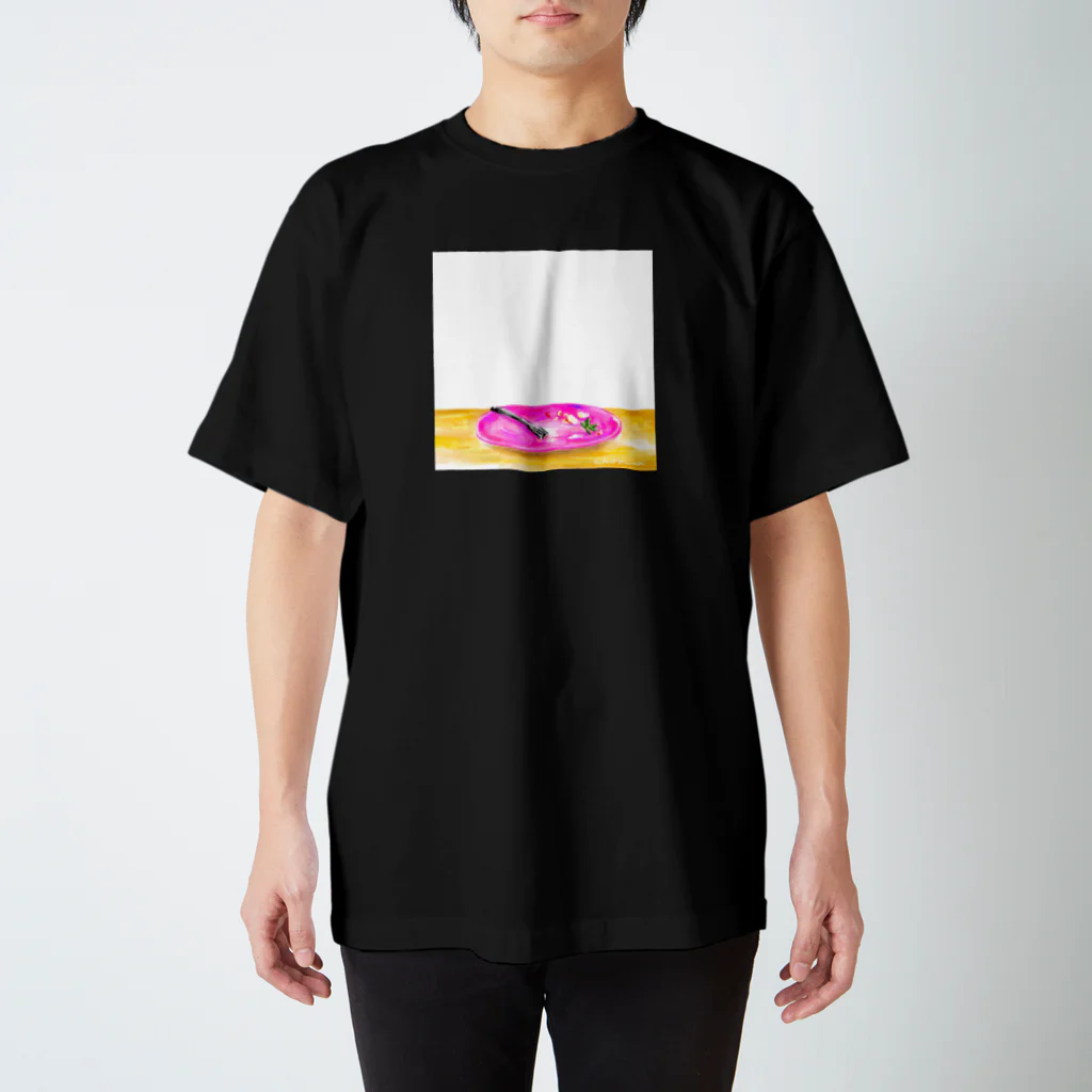 ムロイリコのチャリのケーキ完食の皿(色付きTシャツ用) スタンダードTシャツ