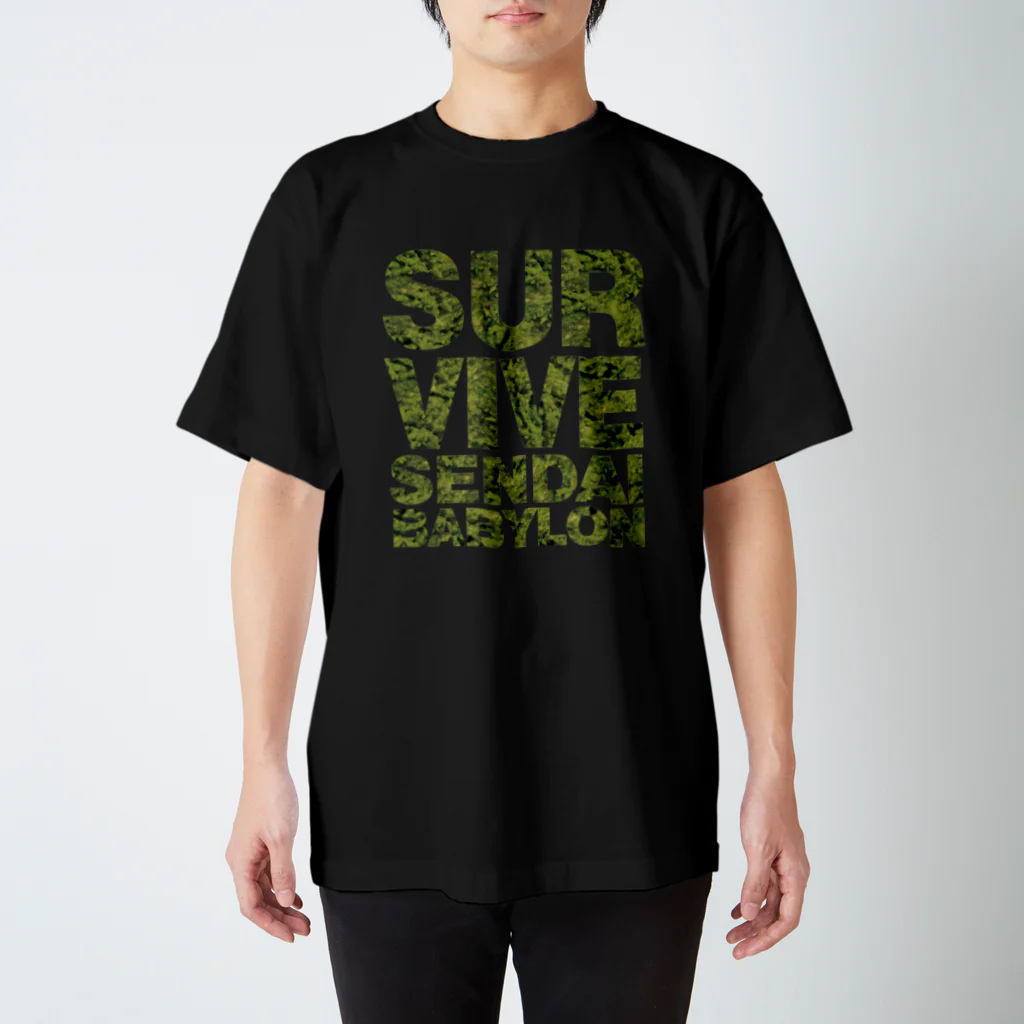 SURVIVESENDAIBABYLON@鈴木無花果のZUNDA-BUDS CAMO LOGO Regular Fit T-Shirt