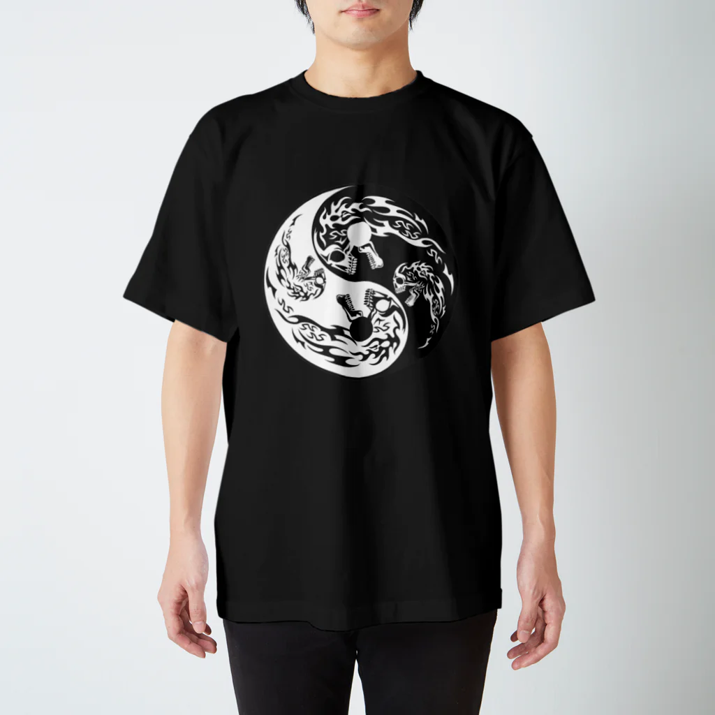 Ａ’ｚｗｏｒｋＳの陰陽二連髑髏 旋転 薄墨（オリジナル家紋シリーズ） Regular Fit T-Shirt