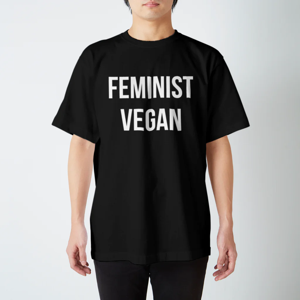 0.00%VEGAN SHOPのfeminist_vegan（白文字） Regular Fit T-Shirt