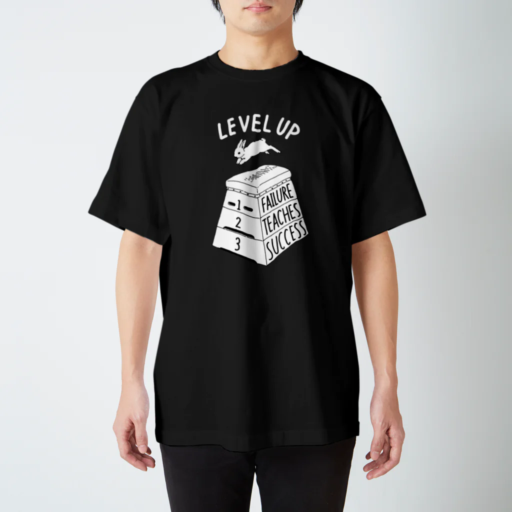 ねこぜもんのLEVEL UP FTS しろいロゴ スタンダードTシャツ