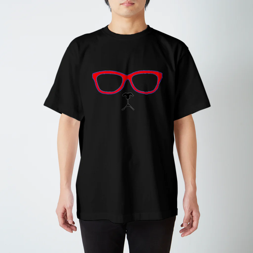 HAPPHOU FUSAGARIのメガネコ 赤 スタンダードTシャツ