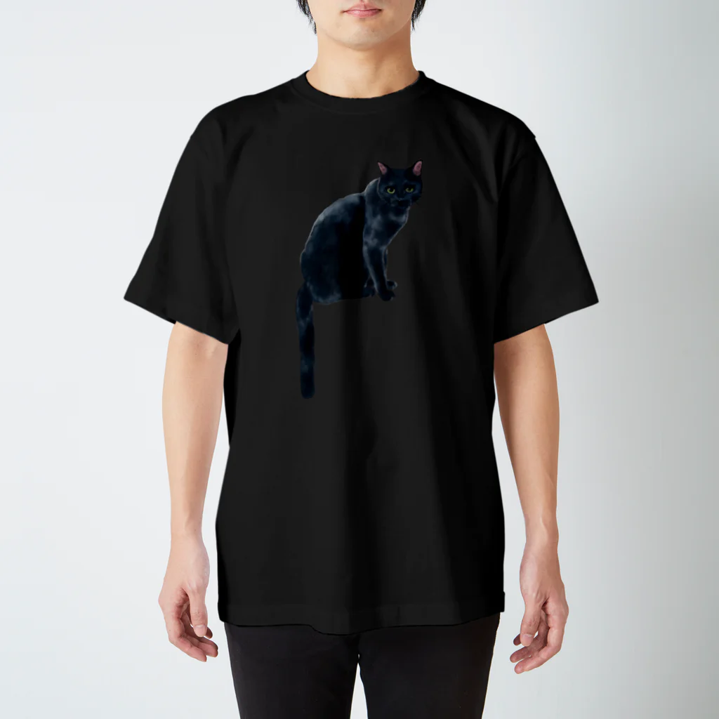 猫とやっし～ぃのアレコレのシッポだらんと黒猫ちゃん Regular Fit T-Shirt