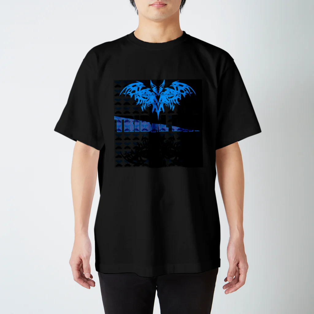 Ａ’ｚｗｏｒｋＳのTRIBAL☆BAT MIRROR BLU&BLK スタンダードTシャツ