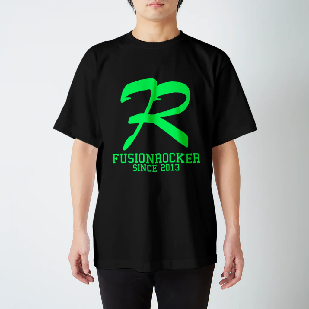 FUSIONROCKERのFUSIONROCKERロゴ　グリーン スタンダードTシャツ