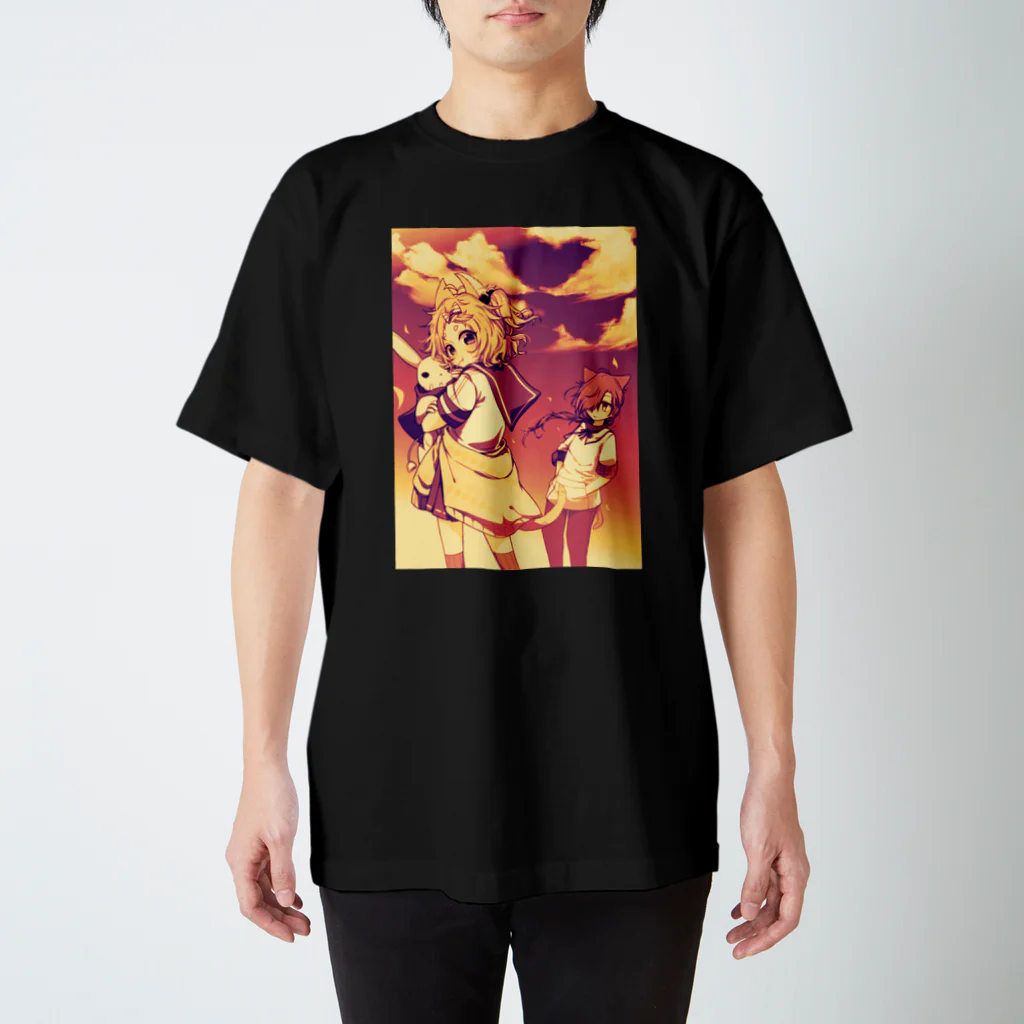 花色草原のあおぞらの下で。 スタンダードTシャツ