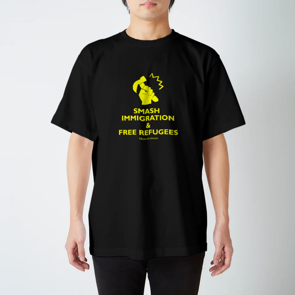 Écrin De SimoneのSMASH IMMIGRATION＆FREE REFUGEES-black スタンダードTシャツ