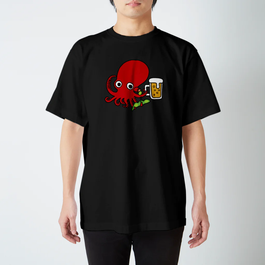 釣りバカ　Love Fishingの【両面同柄】タコとビールと枝豆 Regular Fit T-Shirt