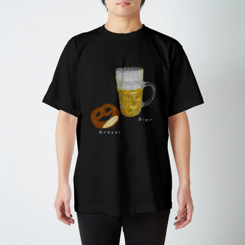 Handgestrickt Ju shopのBrezel und Bier ／ブレッツェル＆ビール【白文字】 Regular Fit T-Shirt