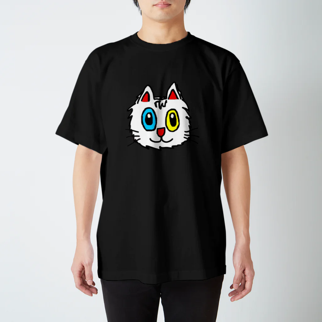 エマメ本舗のオッドアイの白猫エマメちゃんグッズ スタンダードTシャツ