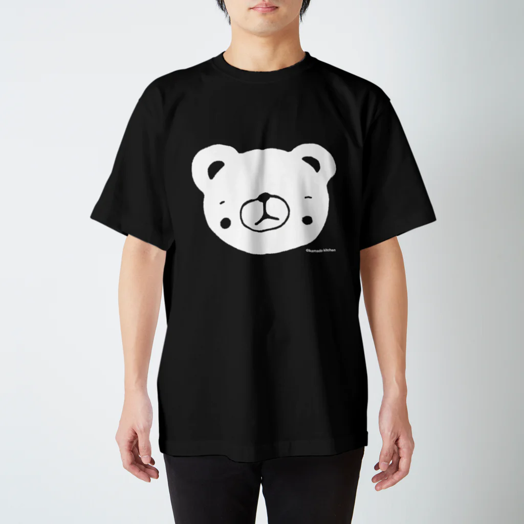 かまどキッチンのクマの描いてあるシャツ(黒シャツ用) Regular Fit T-Shirt