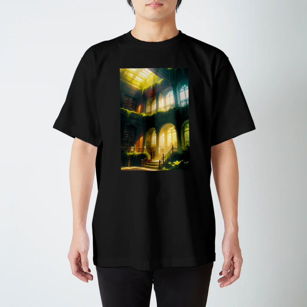 卯月なのかのThe Remnant Journey　〜人間がいなくなった世界の旅〜　No.4「緑の書庫」 スタンダードTシャツ