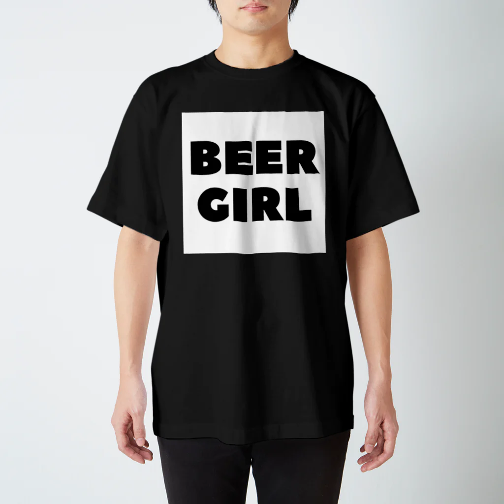 BEERのビールガール_黒字(白背景) Regular Fit T-Shirt