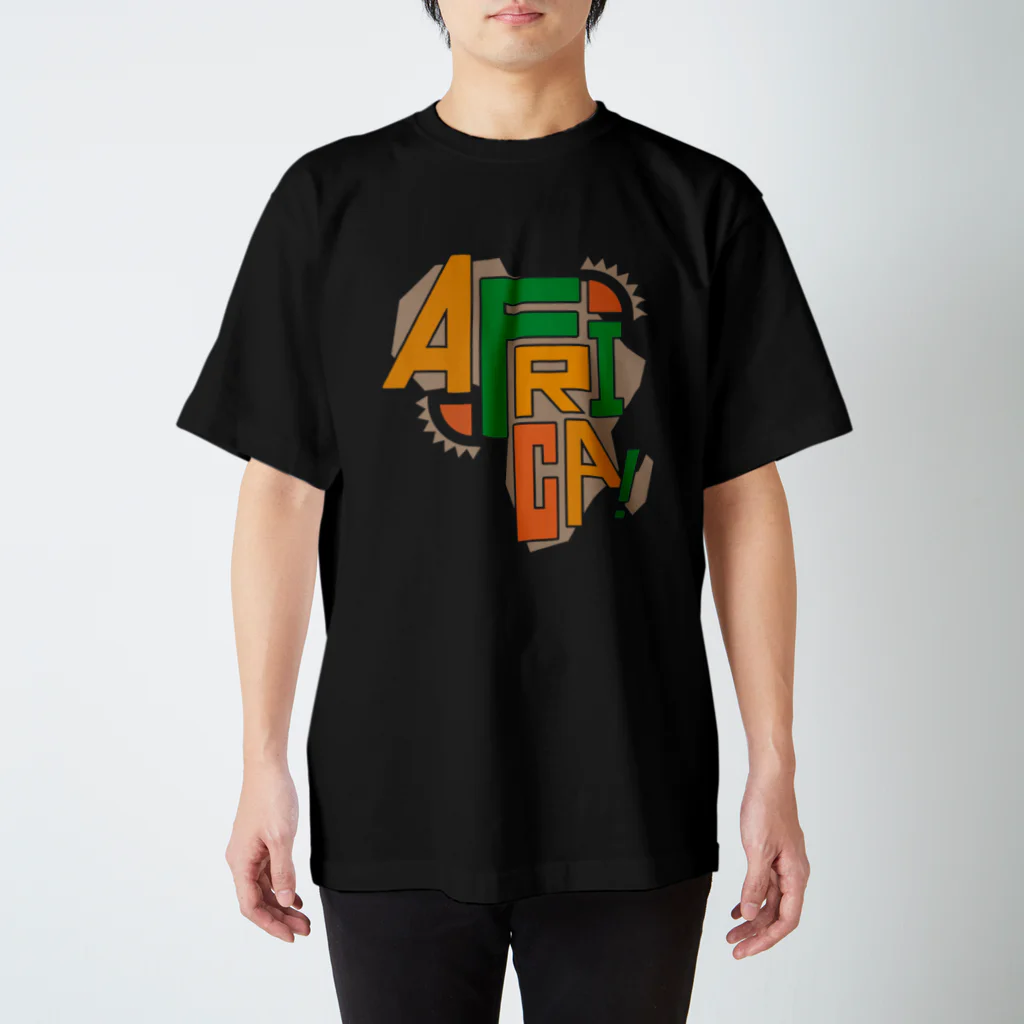 AFRICAN DANCE&DRUM tRibESのサバンナキッズ3　黒地Tシャツ用"AFRICA!" by QOTAROO　 티셔츠