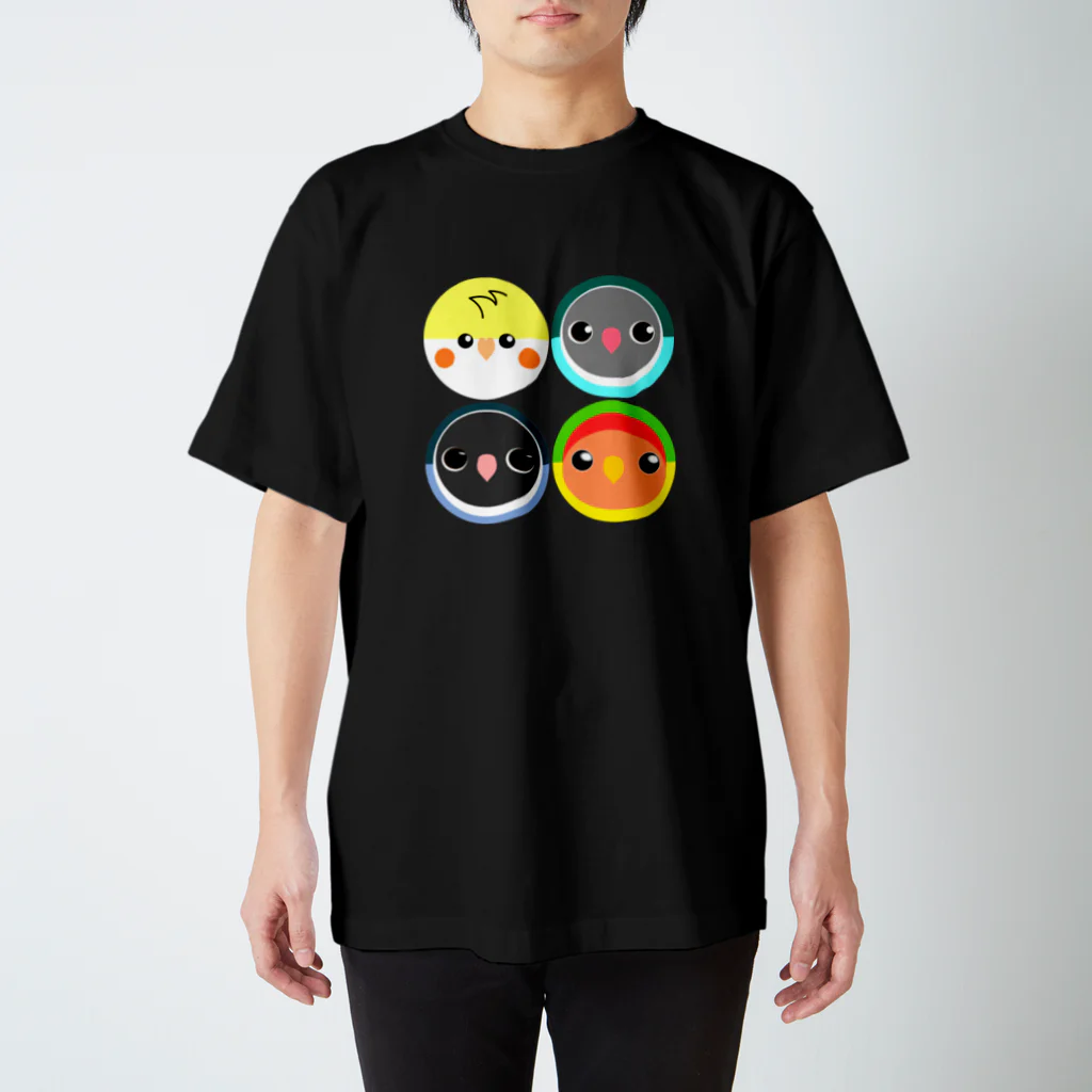 ことりや＊ぼたんのインコ４強 スタンダードTシャツ